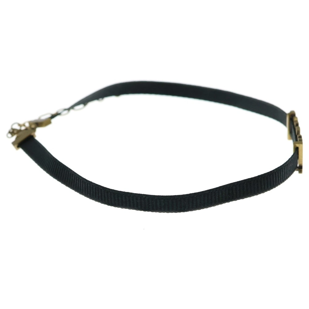 Christian Dior(クリスチャンディオール) ジャディオール チョーカー ネックレス ブラック ゴールド金具 レザー