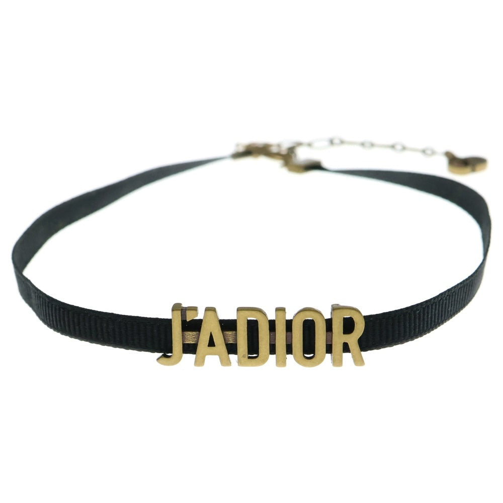Christian Dior(クリスチャンディオール) ジャディオール チョーカー ネックレス ブラック ゴールド金具 レザー