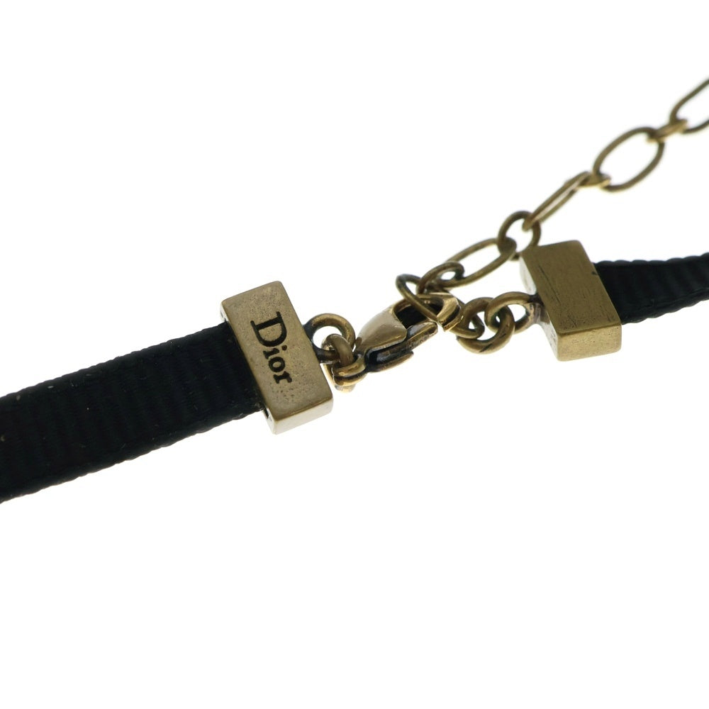 Christian Dior(クリスチャンディオール) ジャディオール チョーカー ネックレス ブラック ゴールド金具 レザー