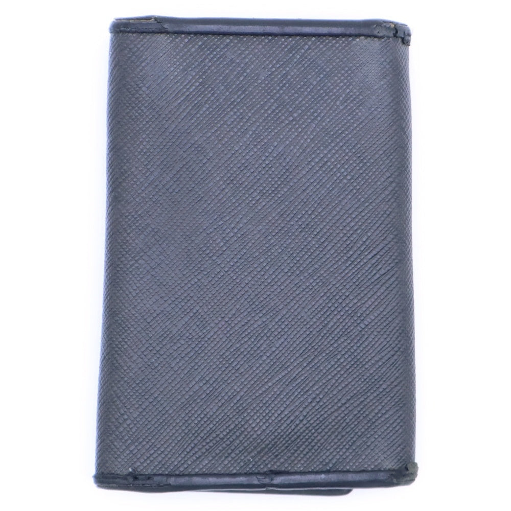dunhill(ダンヒル) ロゴプレート PVC レザー キーケース キーホルダー シルバー金具 グレー/ブラック