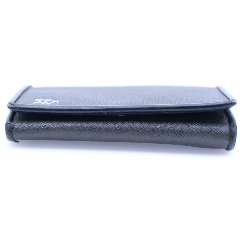 dunhill(ダンヒル) ロゴプレート PVC レザー キーケース キーホルダー シルバー金具 グレー/ブラック