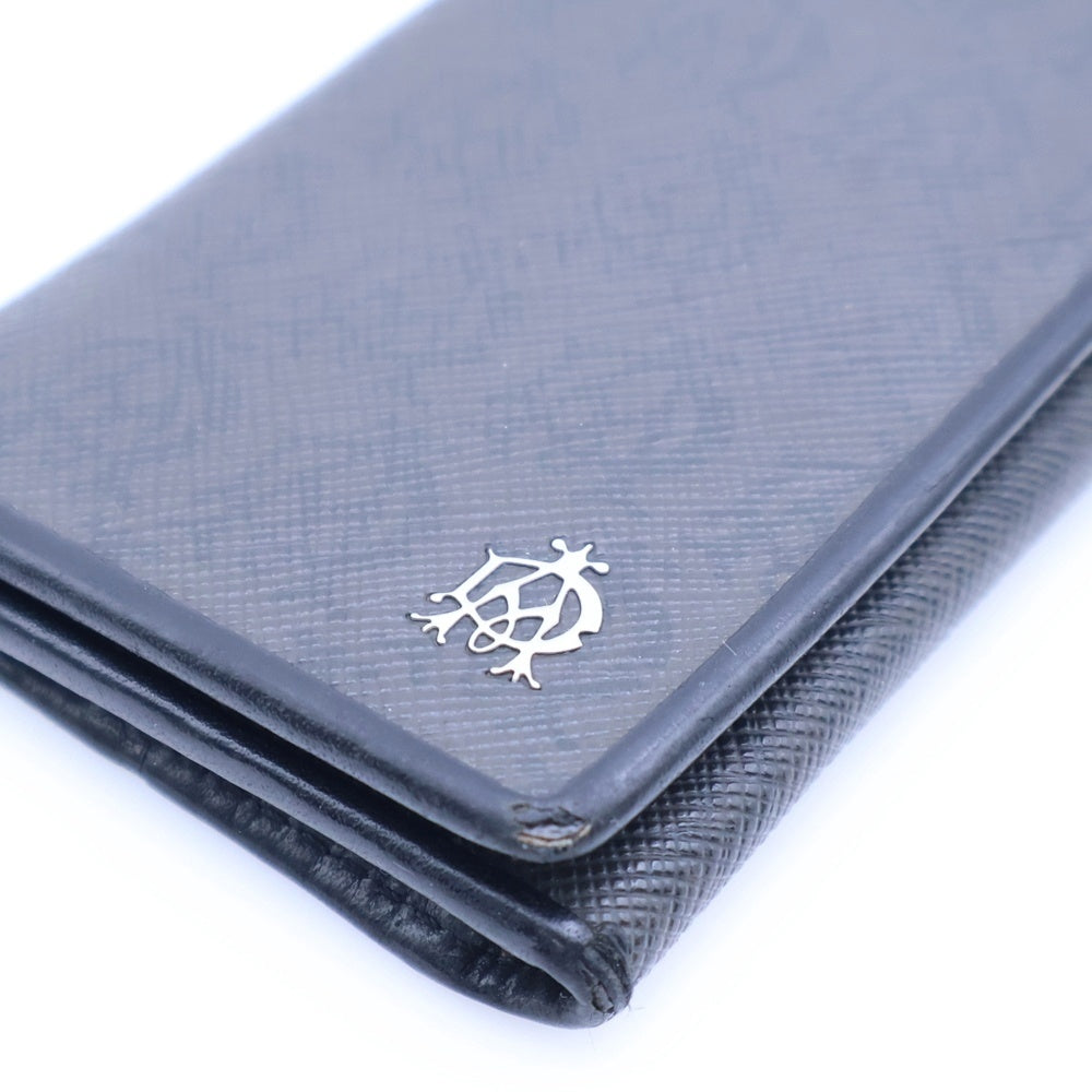 dunhill(ダンヒル) ロゴプレート PVC レザー キーケース キーホルダー シルバー金具 グレー/ブラック