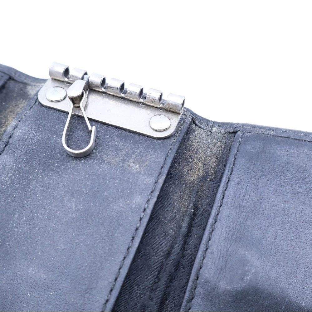 dunhill(ダンヒル) ロゴプレート PVC レザー キーケース キーホルダー シルバー金具 グレー/ブラック