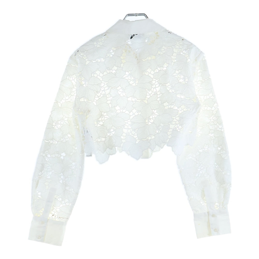 self-portrait(セルフポートレート) レース総柄 クロップド ショート丈 シャツジャケット ホワイト レディース