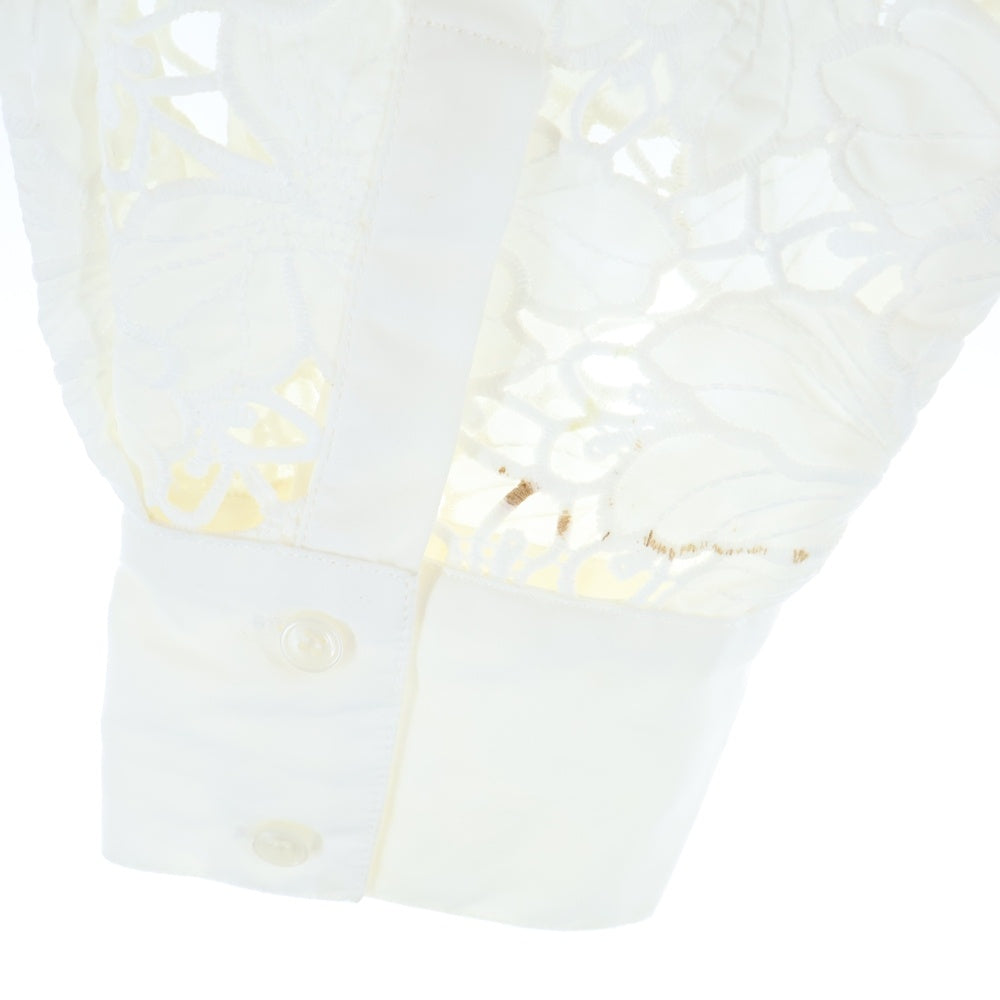 self-portrait(セルフポートレート) レース総柄 クロップド ショート丈 シャツジャケット ホワイト レディース