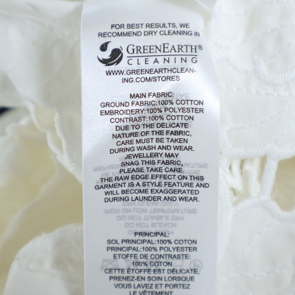 self-portrait(セルフポートレート) レース総柄 クロップド ショート丈 シャツジャケット ホワイト レディース