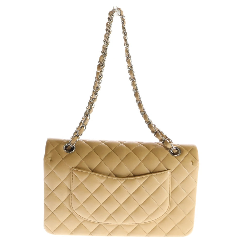 CHANEL(シャネル) マトラッセ25 ダブルフラップ ダブルチェーン ショルダーバッグ ベージュ ラムスキン シルバー金具