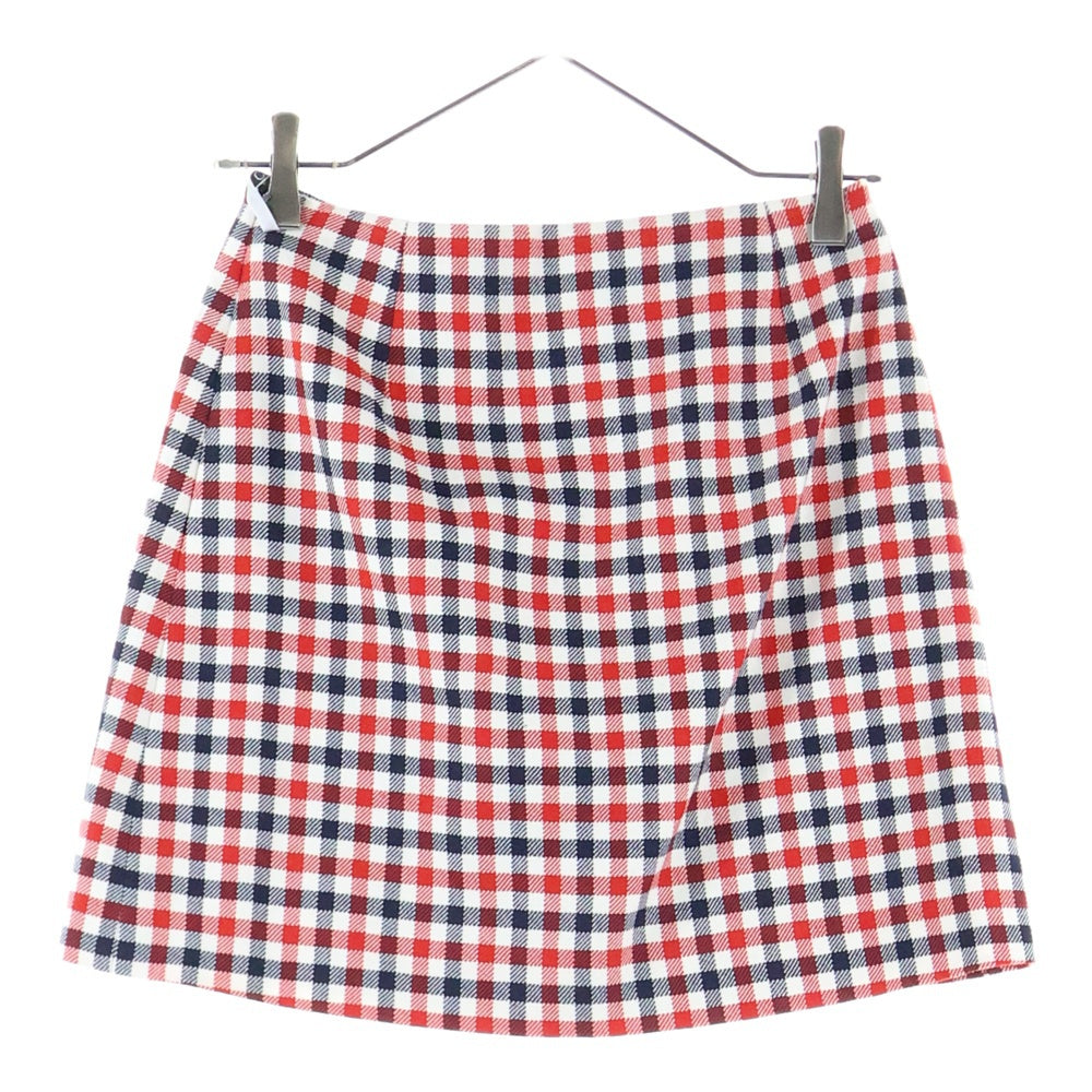 Christian Dior(クリスチャンディオール) チェック総柄 シルク ミニスカート レッド/ネイビー レディース 221J36A1003