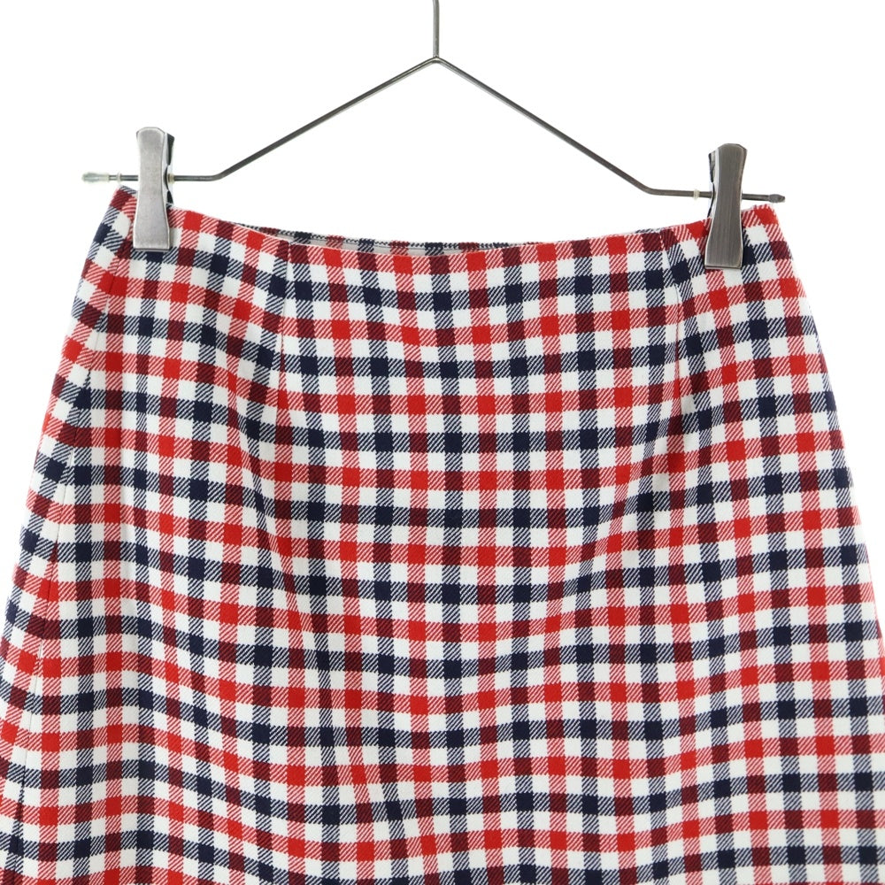 Christian Dior(クリスチャンディオール) チェック総柄 シルク ミニスカート レッド/ネイビー レディース 221J36A1003
