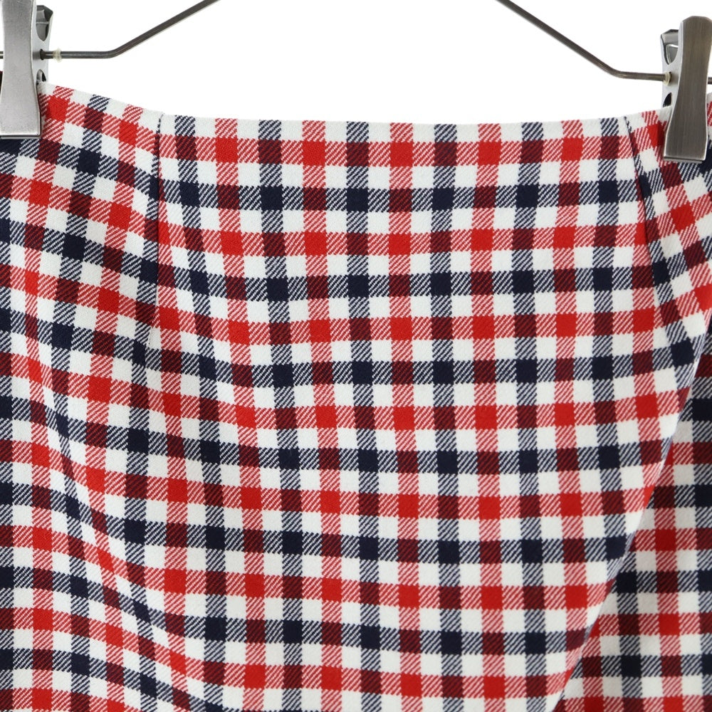 Christian Dior(クリスチャンディオール) チェック総柄 シルク ミニスカート レッド/ネイビー レディース 221J36A1003