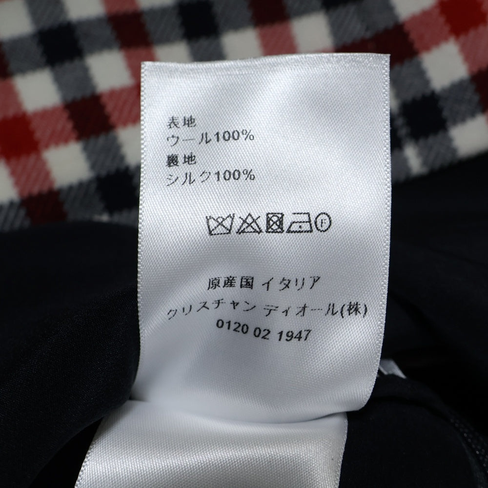 Christian Dior(クリスチャンディオール) チェック総柄 シルク ミニスカート レッド/ネイビー レディース 221J36A1003