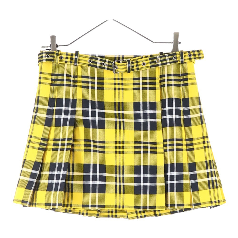 Christian Dior(クリスチャンディオール) ベルト付 ウール チェック スカート 241J16A1216 レディース イエロー
