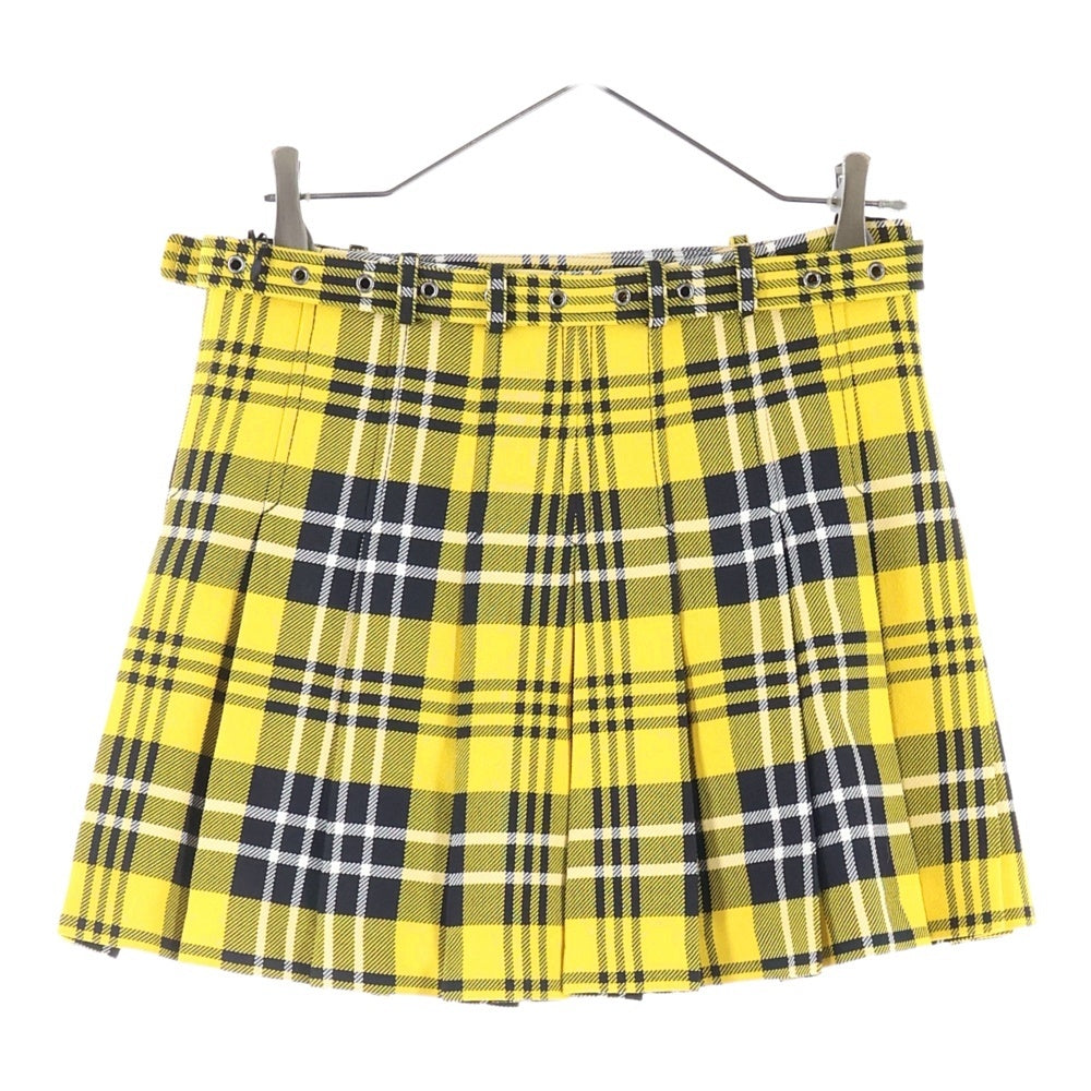 Christian Dior(クリスチャンディオール) ベルト付 ウール チェック スカート 241J16A1216 レディース イエロー