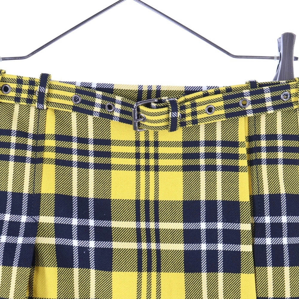 Christian Dior(クリスチャンディオール) ベルト付 ウール チェック スカート 241J16A1216 レディース イエロー