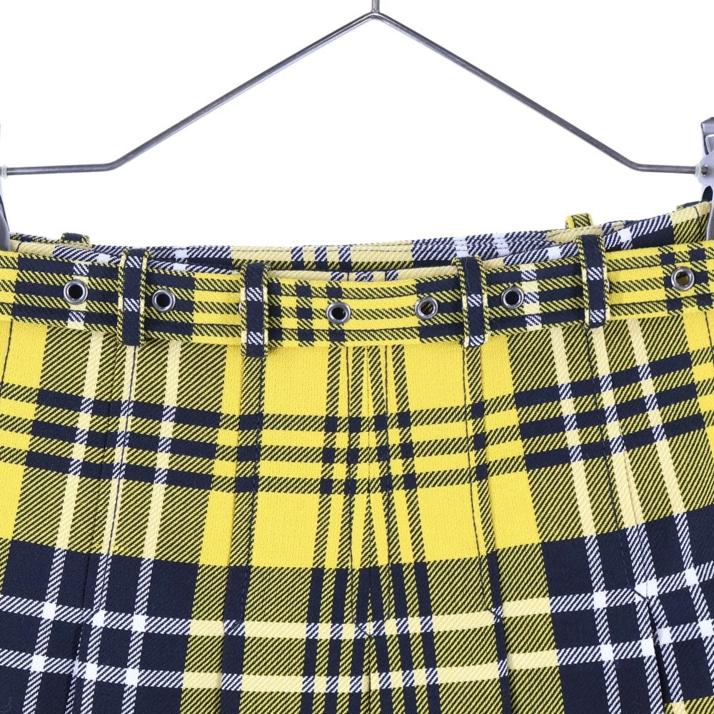 Christian Dior(クリスチャンディオール) ベルト付 ウール チェック スカート 241J16A1216 レディース イエロー