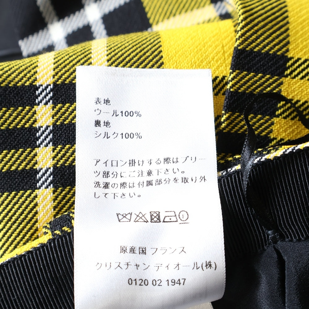 Christian Dior(クリスチャンディオール) ベルト付 ウール チェック スカート 241J16A1216 レディース イエロー