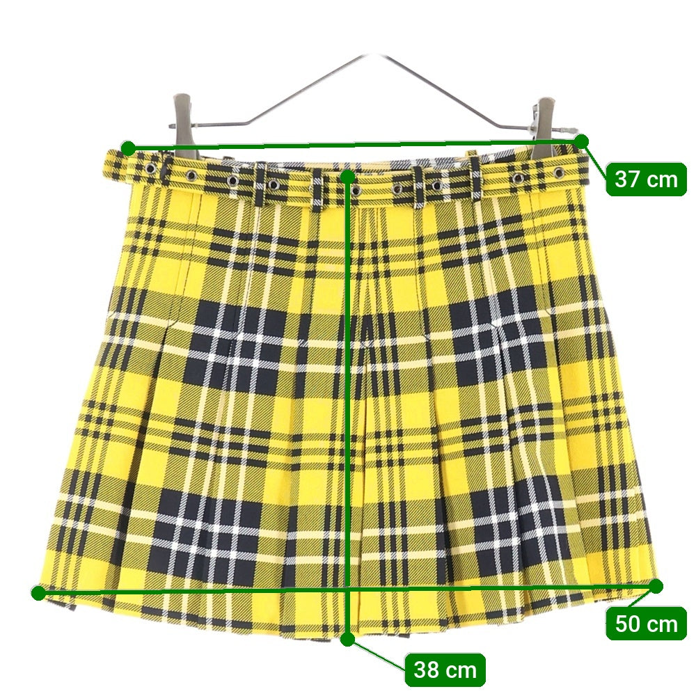 Christian Dior(クリスチャンディオール) ベルト付 ウール チェック スカート 241J16A1216 レディース イエロー
