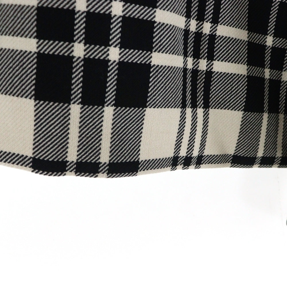 Christian Dior(クリスチャンディオール) ベルト付 ウール チェック スカート 241J16A1216 レディース ホワイト×ブラック