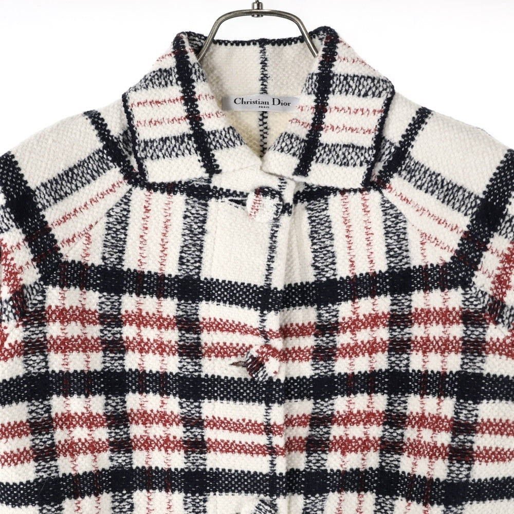 Christian Dior(クリスチャンディオール) 22AW テクニカル チェック ツイード半袖ジャケット ホワイト 224V13AM706 レディース