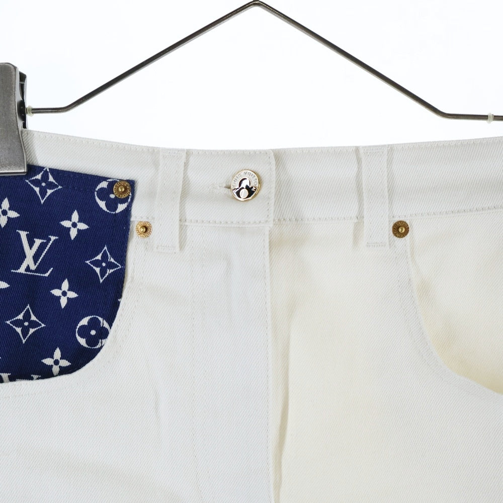 LOUIS VUITTON(ルイヴィトン) モノグラム ポケット デニムスカート レディース ホワイト FJSK02RJW