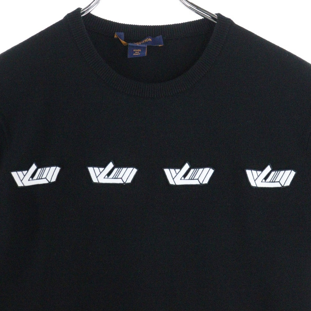 LOUIS VUITTON(ルイヴィトン) 22SS ワッペンデザイン ニット 半袖ワンピース ブラック RW221W HH4 FMKD01 レディース