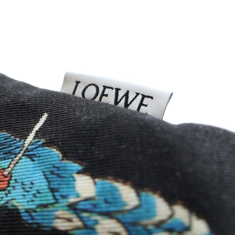 LOEWE(ロエベ) ドローストリングポーチ 巾着バッグ セカンドバッグ 鳥モチーフ ブラック×アイボリー キャンバス