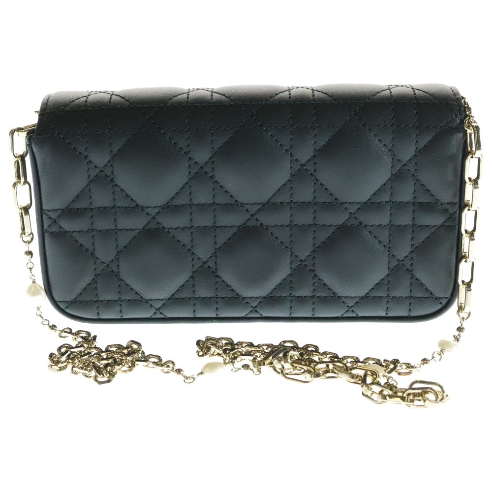 Christian Dior(クリスチャンディオール) レディディオール フォンポーチ チェーンショルダーバッグ ミニバッグ ブラック ゴールド金具 ラムスキン