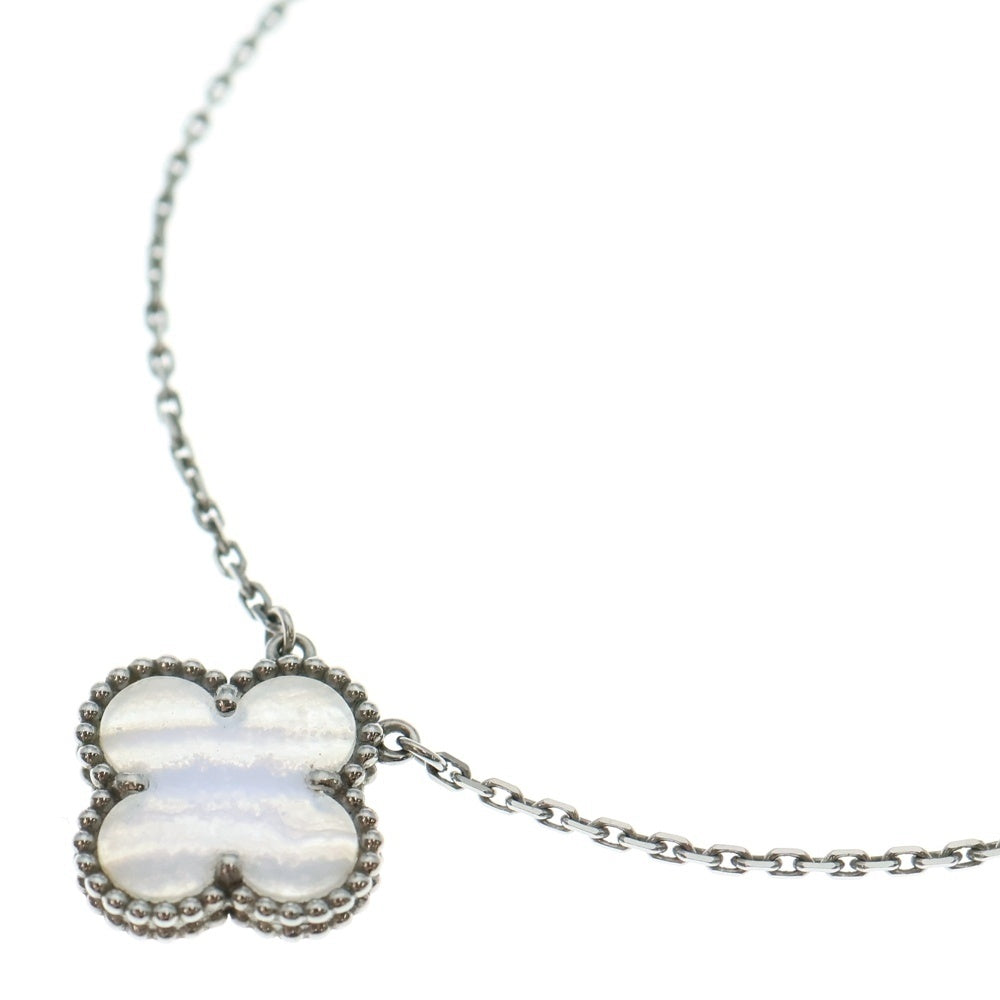 Van Cleef & Arpels(ヴァンクリーフアンドアーペル) ヴィンテージアルハンブラ カルセドニー チェーンペンダントネックレス K18WG ホワイトゴールド レディース VCARD34900