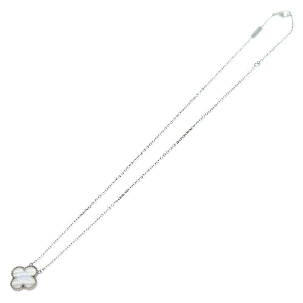 Van Cleef & Arpels(ヴァンクリーフアンドアーペル) ヴィンテージアルハンブラ カルセドニー チェーンペンダントネックレス K18WG ホワイトゴールド レディース VCARD34900