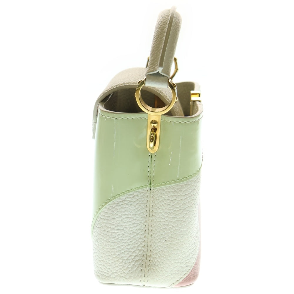 LOUIS VUITTON(ルイヴィトン) カプシーヌMINI トリヨン パテント コンビレザー 2WAY ハンド ショルダーバッグ ゴールド金具 マルチカラー ホワイト/ピンク M59864