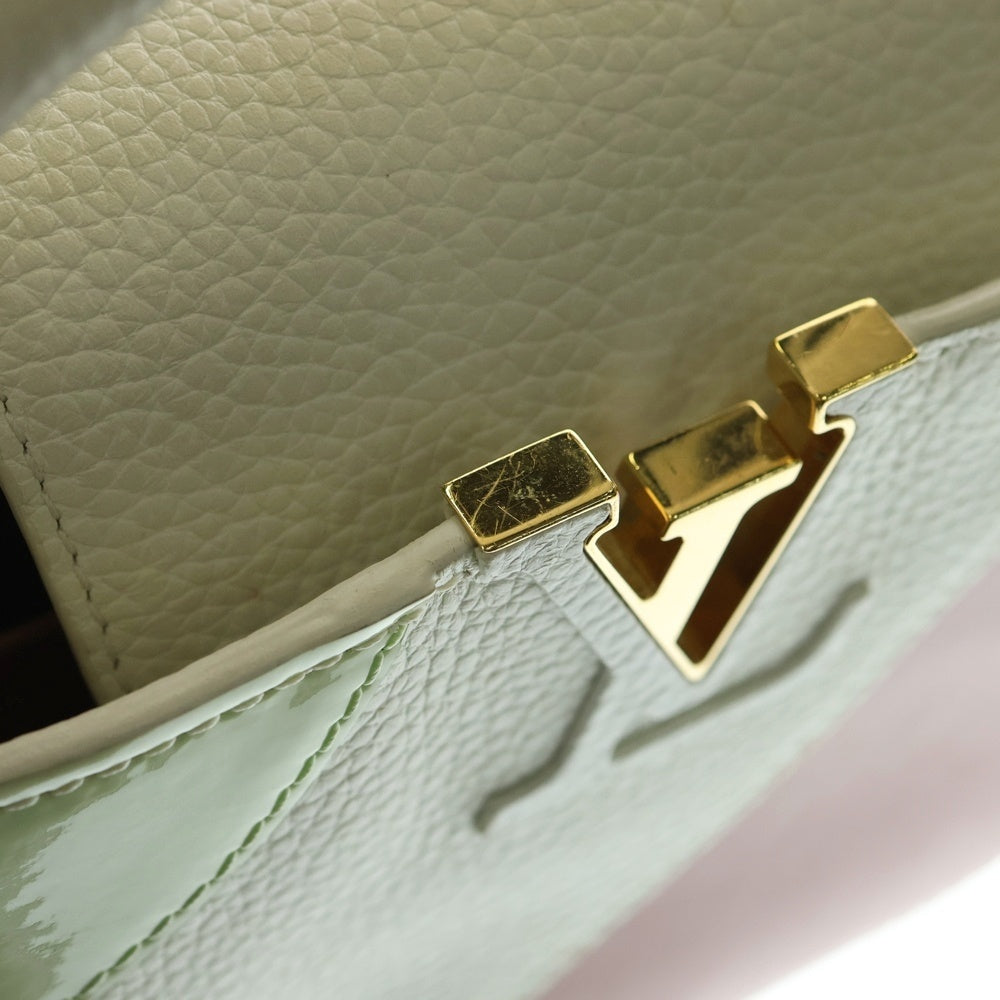 LOUIS VUITTON(ルイヴィトン) カプシーヌMINI トリヨン パテント コンビレザー 2WAY ハンド ショルダーバッグ ゴールド金具 マルチカラー ホワイト/ピンク M59864