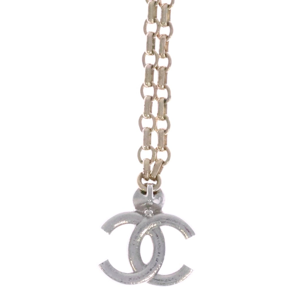 CHANEL(シャネル) ラインストーン ココマーク ネックレス ペンダント チェーン シルバー×ゴールド I25V
