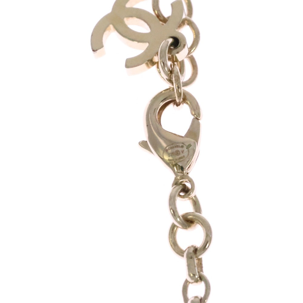 CHANEL(シャネル) ラインストーン ココマーク ネックレス ペンダント チェーン シルバー×ゴールド I25V