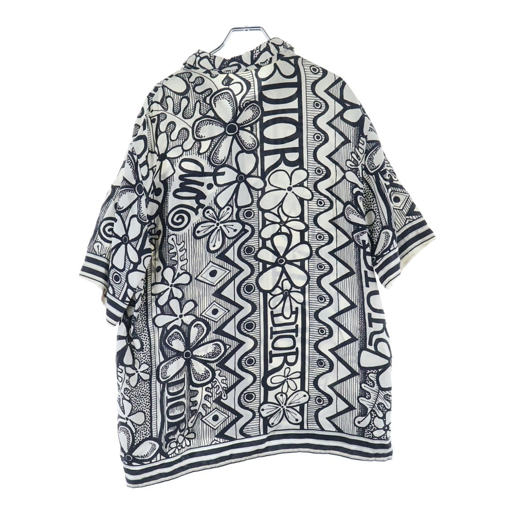 Dior HOMME(ディオールオム) 20AW×Shawn Stussy ショーンステューシーコラボ Floral Logo Print Silk S/S Shirt フラワーロゴプリントシルク半袖シャツ 033C508A4945