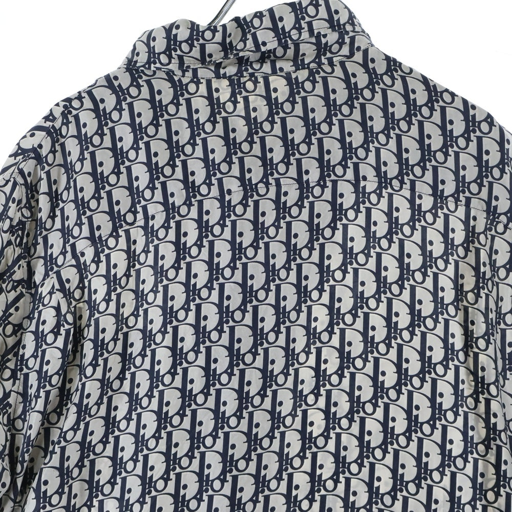 Dior HOMME(ディオールオム) 20SS Oblique S/S Shirt オブリーク総柄シルク半袖シャツ ホワイト/ネイビー 013C549A4751