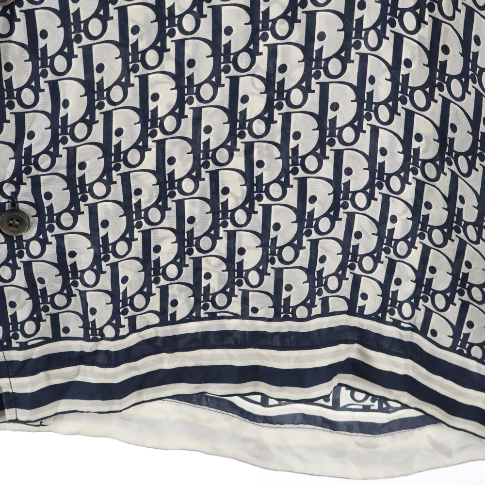 Dior HOMME(ディオールオム) 20SS Oblique S/S Shirt オブリーク総柄シルク半袖シャツ ホワイト/ネイビー 013C549A4751