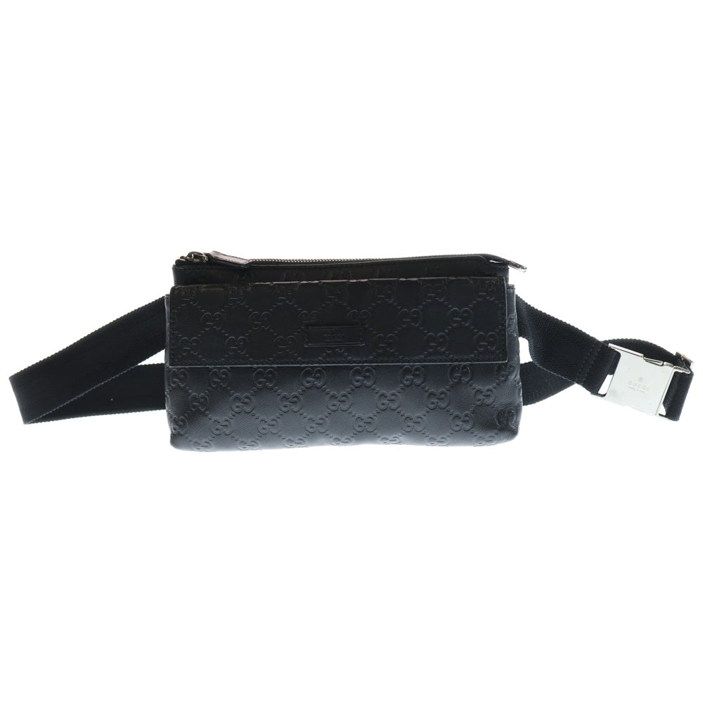 GUCCI(グッチ) グッチシマ ショルダーバッグ ブラック レザー 162916 ウエストバッグ ボディバッグ
