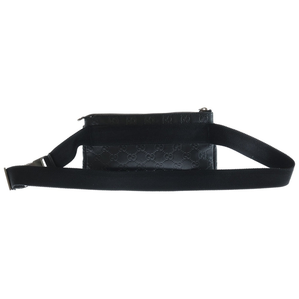GUCCI(グッチ) グッチシマ ショルダーバッグ ブラック レザー 162916 ウエストバッグ ボディバッグ
