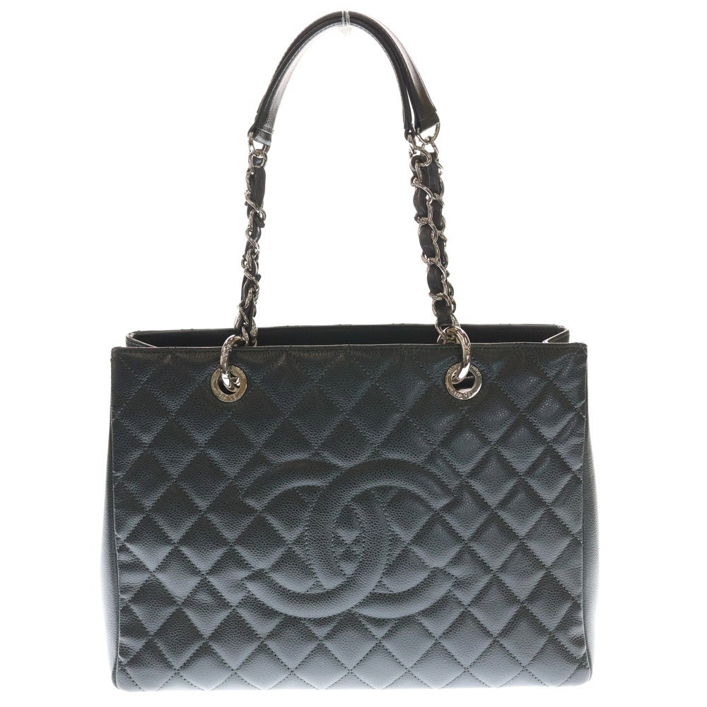 CHANEL(シャネル) マトラッセ グランドショッピング GST ココマーク キャビアスキン レザー チェーンショルダー トートバッグ シルバー金具 グレー