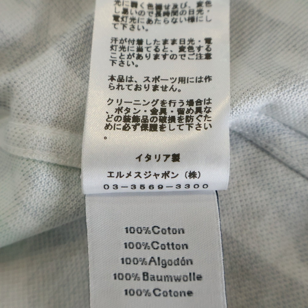 HERMES(エルメス) パズル ヴェジェタル 総柄プリント 半袖 ポロシャツ ホワイト/グレー