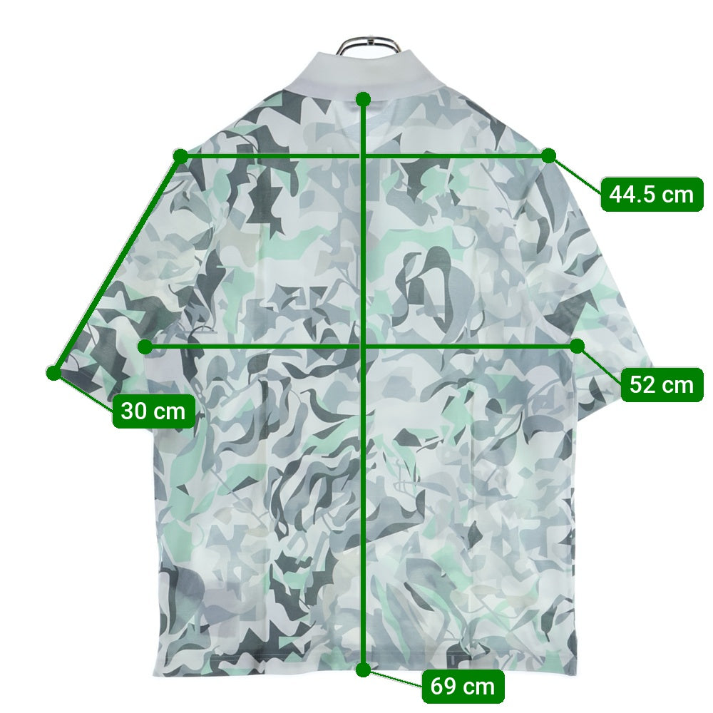 HERMES(エルメス) パズル ヴェジェタル 総柄プリント 半袖 ポロシャツ ホワイト/グレー