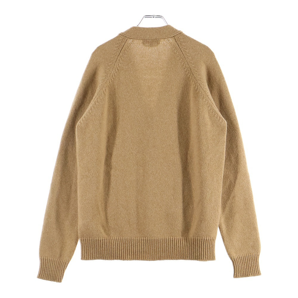 HERMES(エルメス) カシミヤ マルチカラー レザーパッチ ニット 長袖カーディガン ブラウン