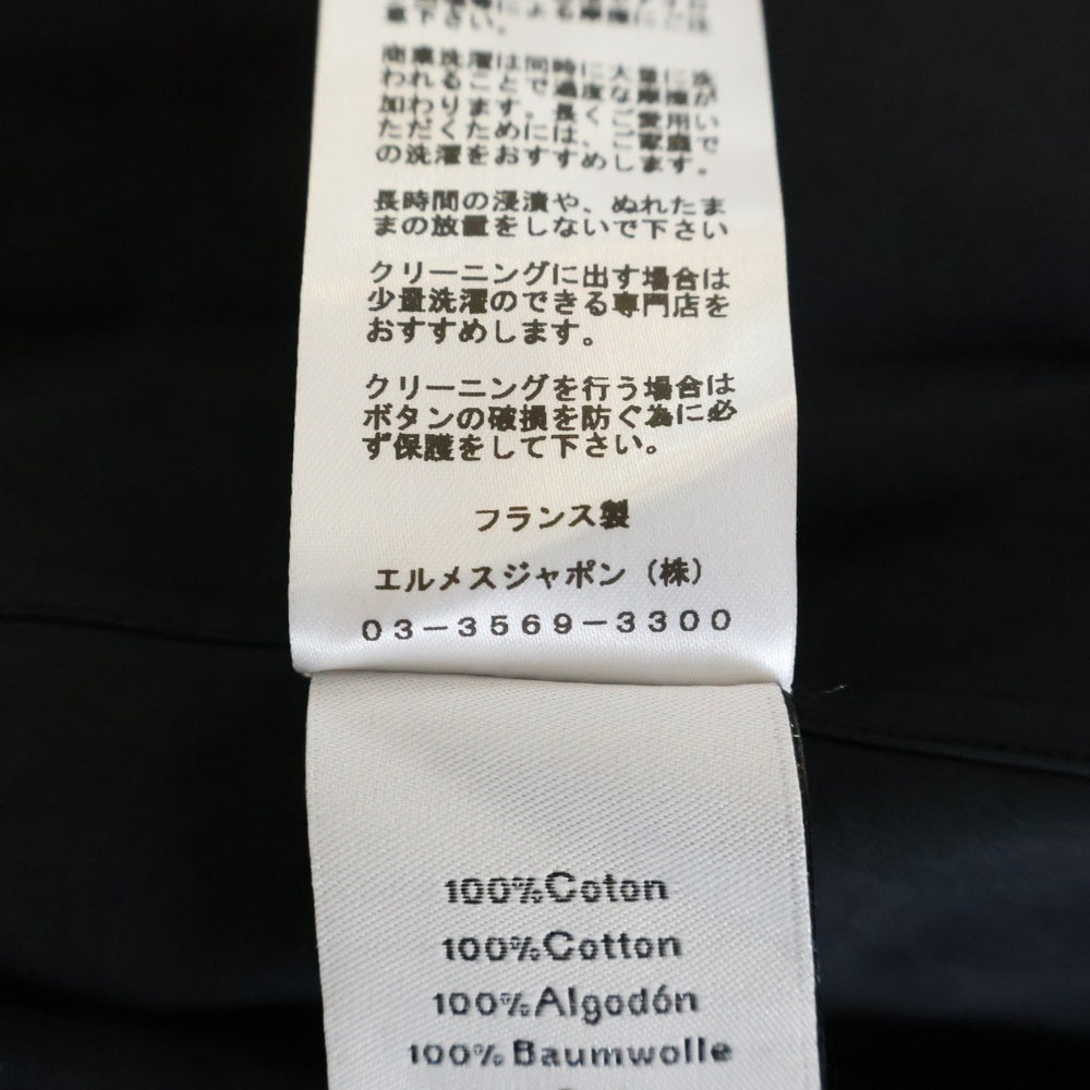 HERMES(エルメス) セリエカフスボタン コットン ノーカラー 長袖シャツ ブラック