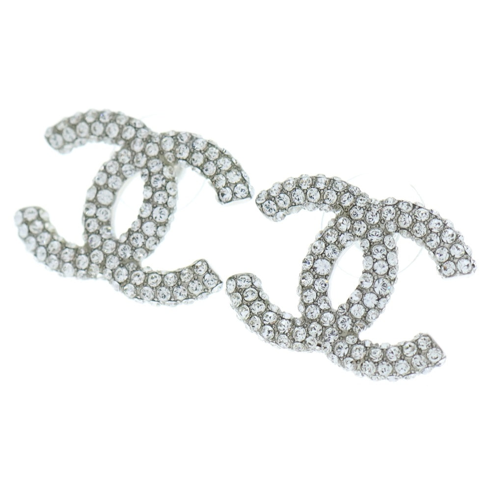 CHANEL(シャネル) ココマーク ラインストーン ピアス シルバー