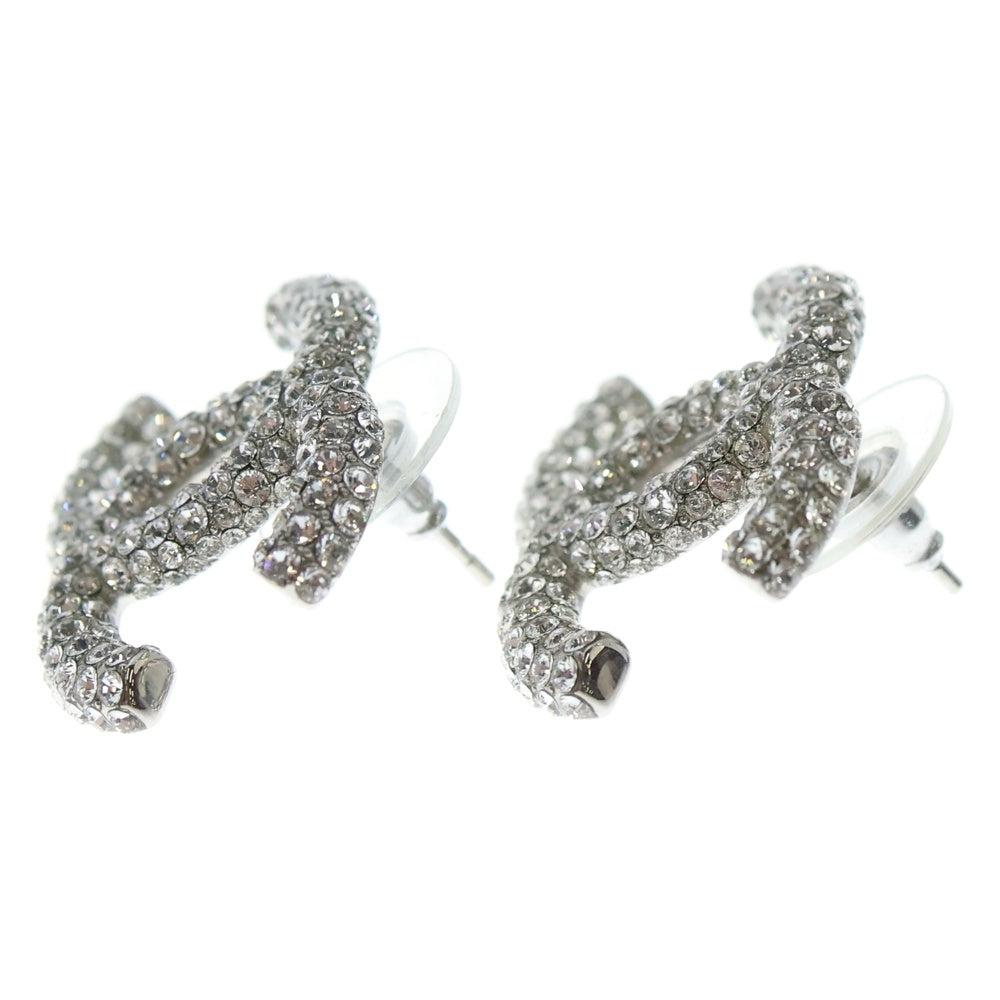 CHANEL(シャネル) ココマーク ラインストーン ピアス シルバー
