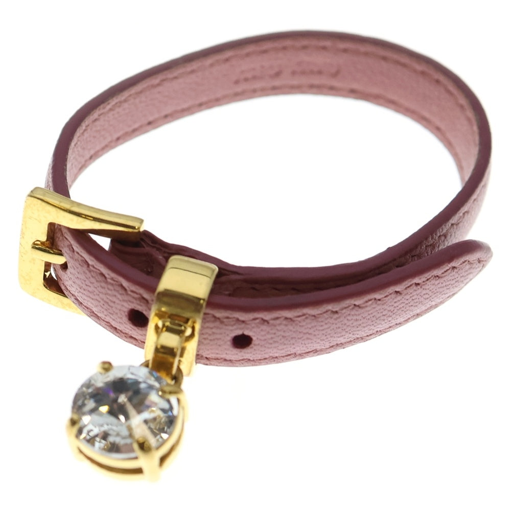 miumiu(ミュウミュウ) ラインストーン レザーブレスレット ピンク×ゴールド レディース