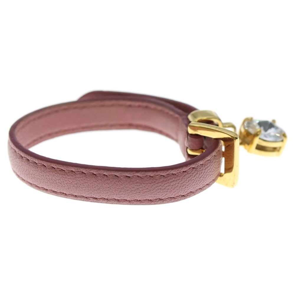 miumiu(ミュウミュウ) ラインストーン レザーブレスレット ピンク×ゴールド レディース