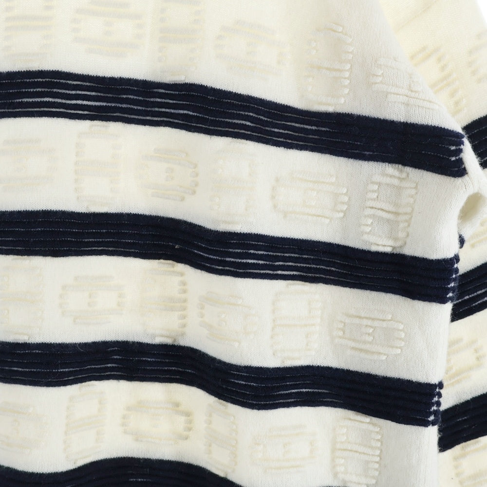 HERMES(エルメス) シェーヌ総柄コットン混カシミヤ7分丈ニットセーター アイボリー 3E2624D