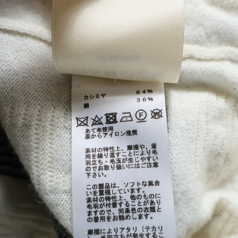 HERMES(エルメス) シェーヌ総柄コットン混カシミヤ7分丈ニットセーター アイボリー 3E2624D