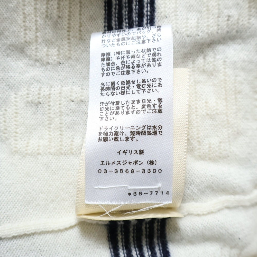 HERMES(エルメス) シェーヌ総柄コットン混カシミヤ7分丈ニットセーター アイボリー 3E2624D